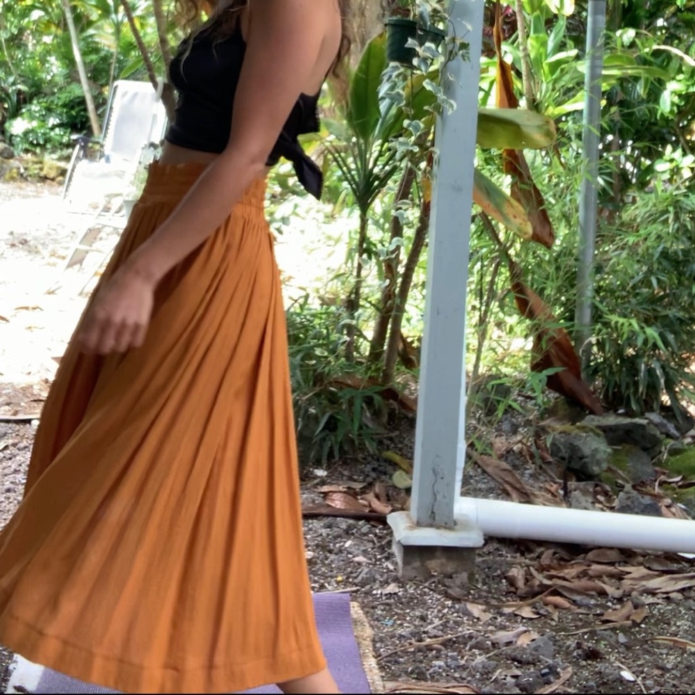Orange free form skirt from Tweeds